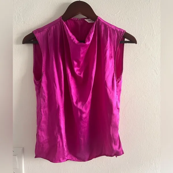 Amanda Uprichard Freya Silk Top in‎ Dark Pink Sz S - Image 2