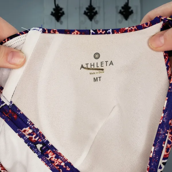 Athleta Aqualuxe Molded Tankini Top Purple Floral Swim Women’s MT - Image 3