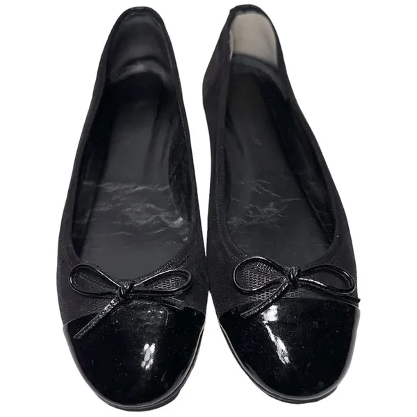 Delman New York Women’s Size 7 Black Metallic Patent Toe Brook Ballet Flats - Image 4