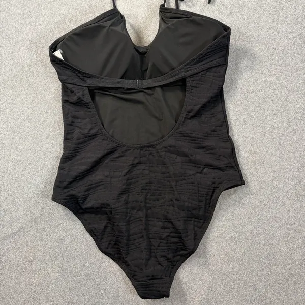 Aerie Women's XL Black Textured Halter One Piece Swimsuit Full Coverage New - Image 10