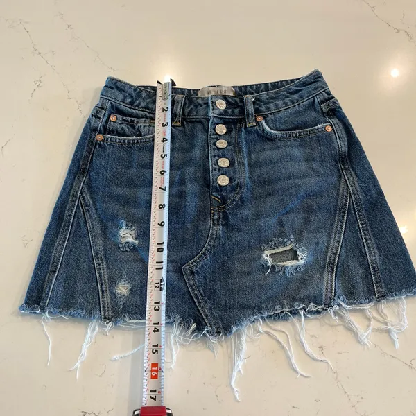 Free People We The Free Denim A-Line Mini Skirt‎ in Dark Denim Size 26 - Image 8