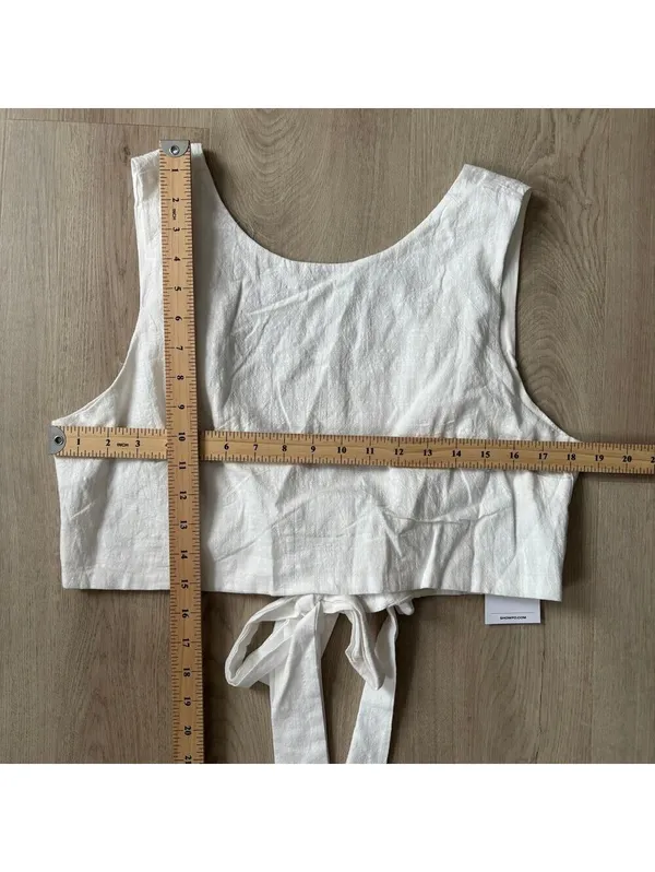 Showpo NWT White Loxley Top Tie Back Cropped Tank Size 10 - Image 6