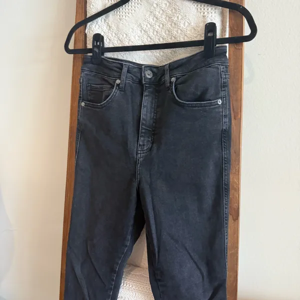 NWOT Free People We The Free Black Denim Raw Hem High Waisted Jeans - Image 2