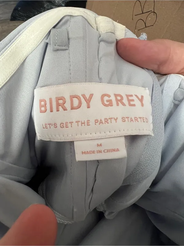 Birdy Grey Strapless Light Blue Bridesmaid Gown with Side Slit - Image 7