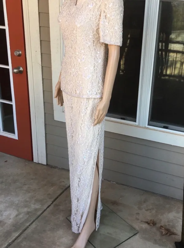 Scala Elegant Lace Evening Dress in Blush - Image 4
