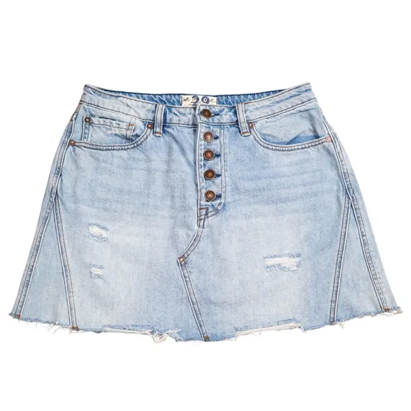 We The Free Breezy Free People Denim‎ Mini Skirt Womens 29 Light Wash Distressed - Image 2