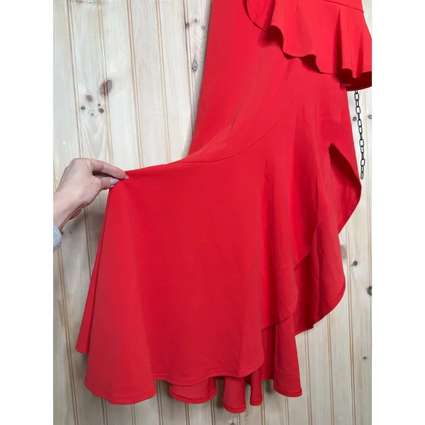 NWT Lulus Dramatic Persona Bright Orange One-Shoulder Ruffled Maxi Dress Sz XS - Image 5