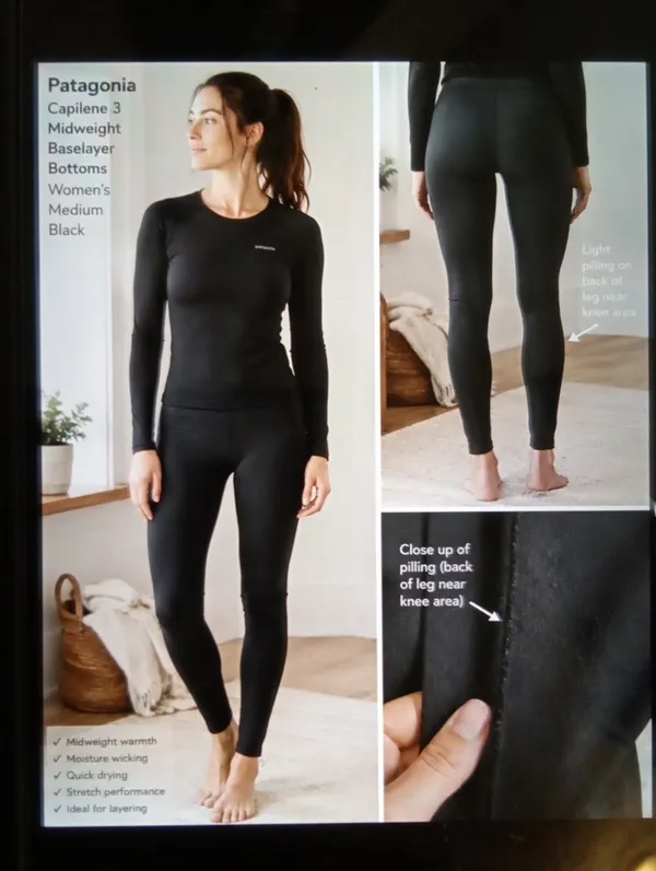 Patagonia Capilene 3 Midweight Baselayer Bottoms Only Black Womens Size M - Image 2