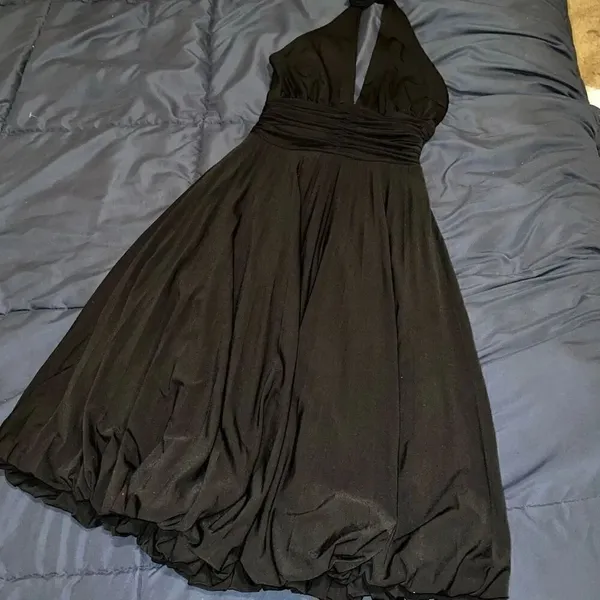 Black CACHE goth stretch halter neck bubble dress size 2 - Image 5