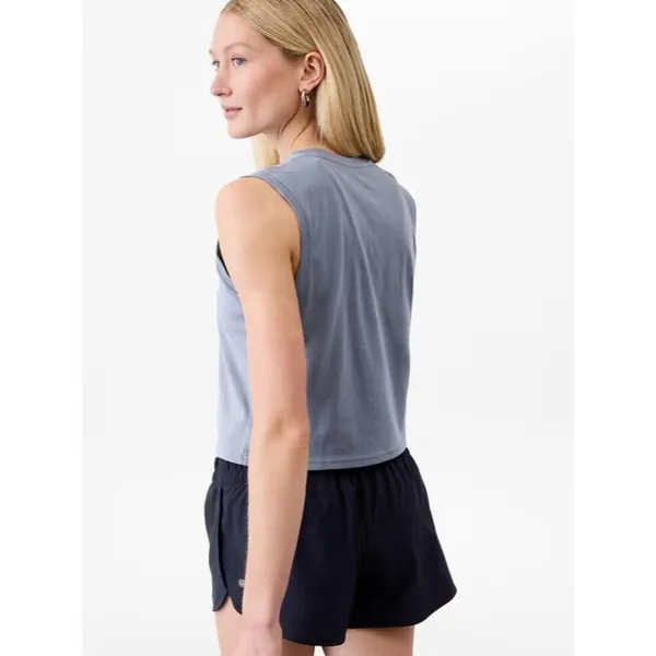 Athleta L True Cotton Crop Tank Shadow Blue Large - Image 2