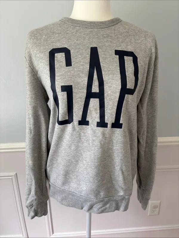 GAP Gray Logo Sweatshirt Size Small (Oversized Fit) Cozy Casual Athleisure - Image 2