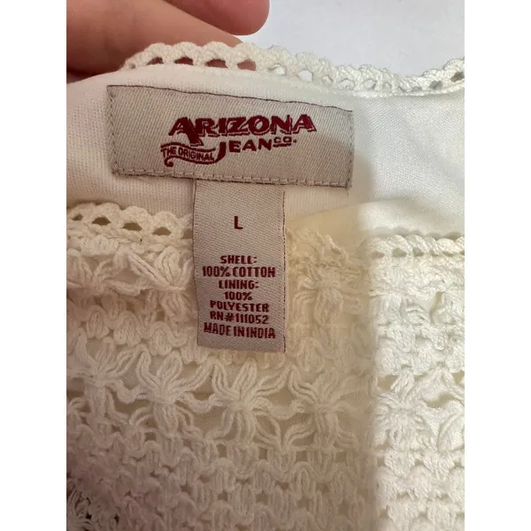 Arizona Jean Co White Crochet Boho Cami Top Large Cottagecore 100% cotton Lined - Image 4