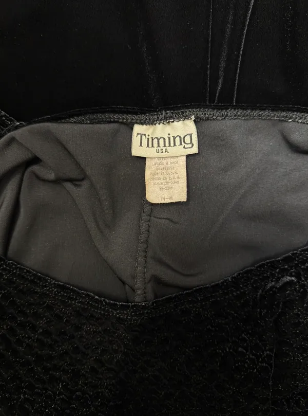Vintage 90s Timing USA Black Velvet & Textured Lace Bustier Mini Dress Medium - Image 8