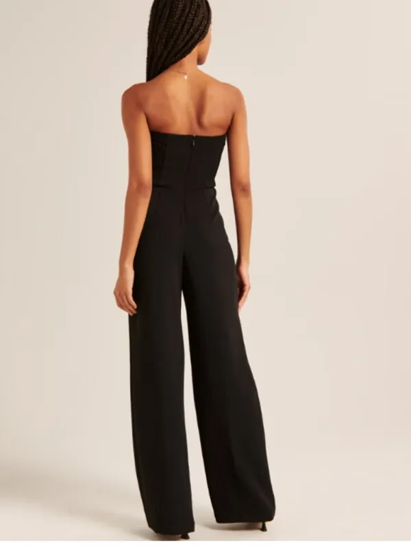 Abercrombie & Fitch Strapless Premium Crepe Jumpsuit Black XS - Image 2