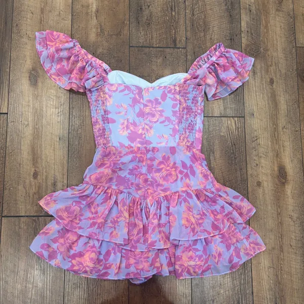 Amanda Uprichard Mackey Romper in Midsummer Ruffle Women's Size Small NO BELT - Image 5