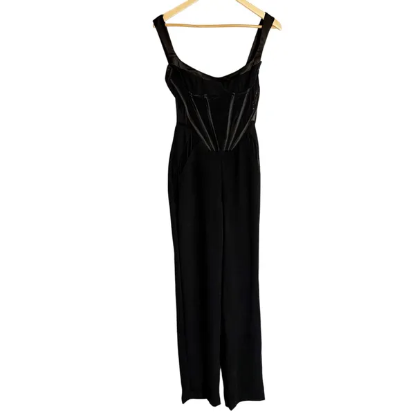 House of CB Mylene Corset Straight Leg Black Cocktail Formal Jumpsuit S - Image 5