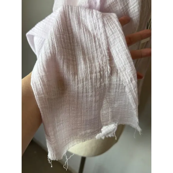 Zara Shirt Women‎ XS Purple Lilac Sheer Raw Seam Detail Tie Neck Open Back Top - Image 7
