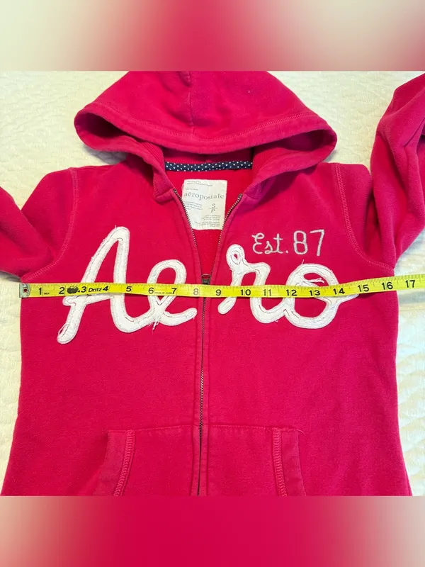2011 Aeropostale Zip Hoodie Sweatshirt Jacket Hot Pink Size Small Y2K Style - Image 6