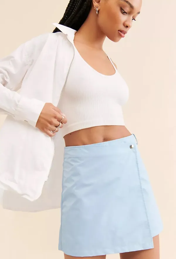 Oval Square Shine Mini Skirt Blue Small - Image 3