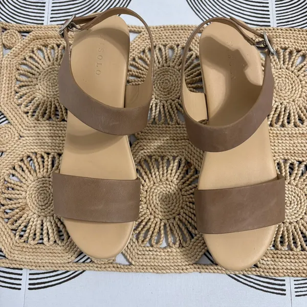 Nisolo All Day Open Toe Clog Sandals Almond Brown Leather Platform Shoes Size 9 - Image 9