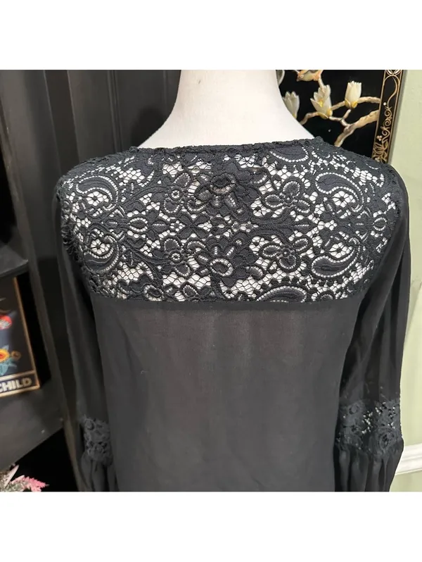 For Love & Lemons Black Lace & Sheer Long Sleeve Blouse – Size XS - Image 9