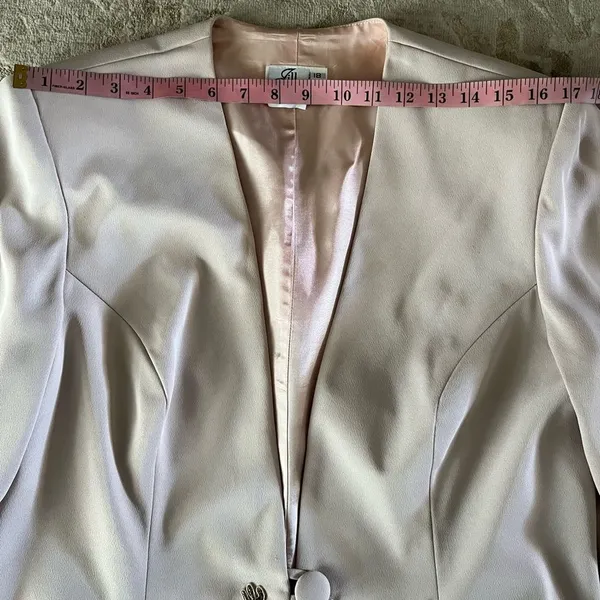 Vintage Jill Paige Beaded Blazer Champagne Embroidered Formal Jacket M-L - Image 8