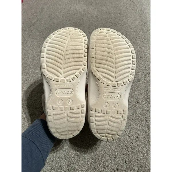 Crocs White Rubber Clogs Men's Size 6 Women's‎ 8 Preowned Stained - Image 3