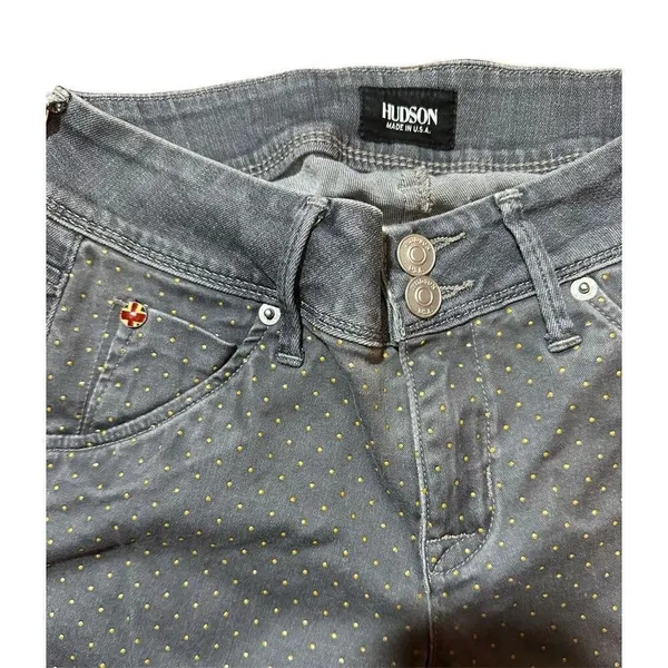Hudson Jeans Gray Gold Polka Dot Collin Vice Versa Skinny‎ Jeans Sz 25 - Image 9