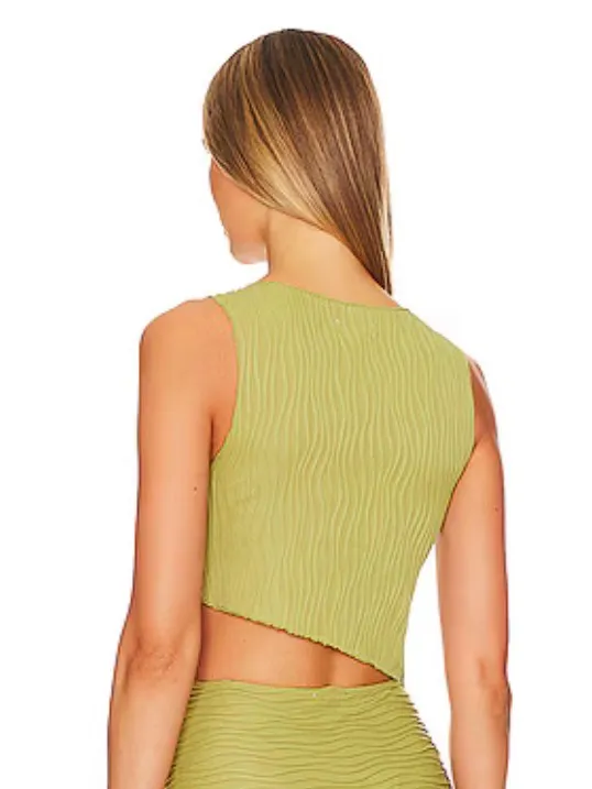 Superdown Eleanor Asymmetrical Cutout Crop Top Olive Green XS NWT Revolve - Image 2