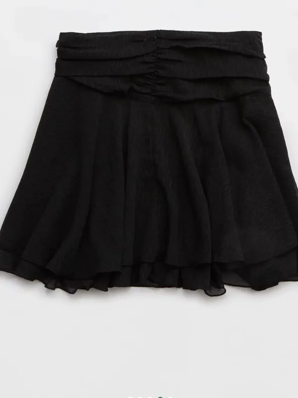 Aerie Chiffon Flowy wrap skirt black mini skirt lined size S Gothcore coquette - Image 5
