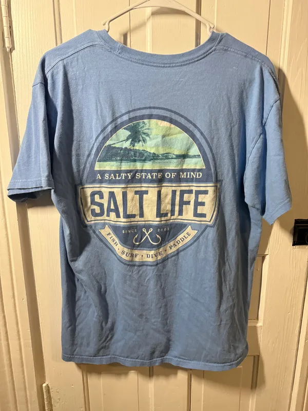 Salt Life Men’s Light Blue T Shirt Size Medium, Short Sleeve Shirt - Image 3