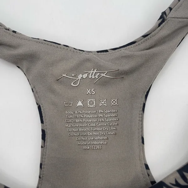 GOTTEX Sports Bra Size Extra Small Houndstooth NWT Black Athletic Gym Fitness - Image 6