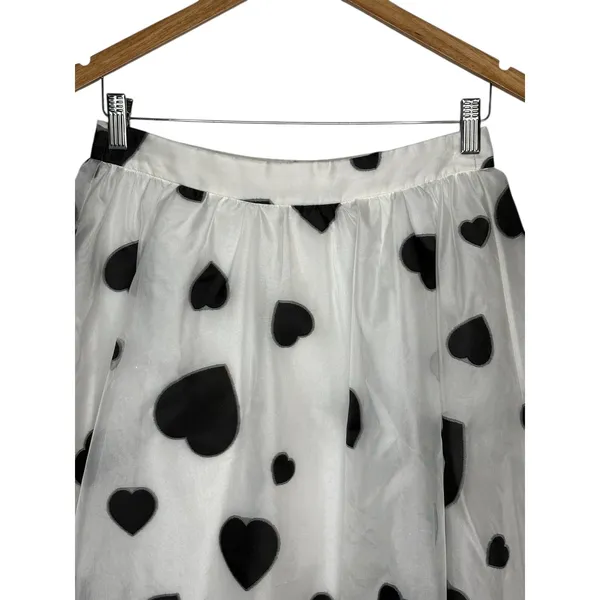 J.Crew Organza Heart Skirt Womens‎ 2 White Black A-Line Midi Romantic Coquette - Image 4