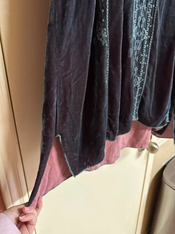 Johnny Was Velvet Embroidered Tunic Top XS Purple & Teal Rayon/Silk Blend - Image 7