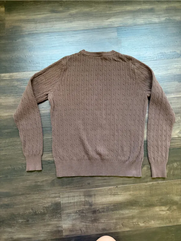Womens brown Cable Knit Crewneck Sweater S/M size - Image 3