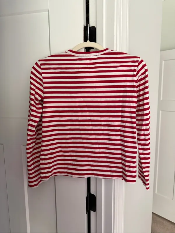 Play Comme Des Garçons Red White‎ Striped Long-Sleeve Tee Shirt - Image 4