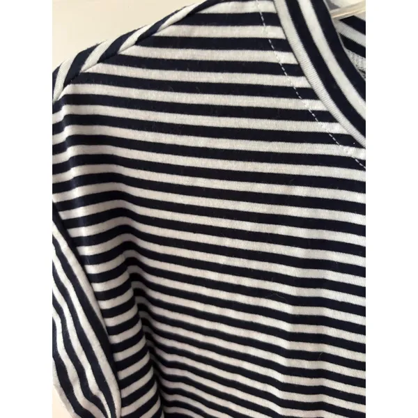 Merokeety Womens Striped Tie Waist Short Sleeve T-Shirt Dress Navy White Medium - Image 2