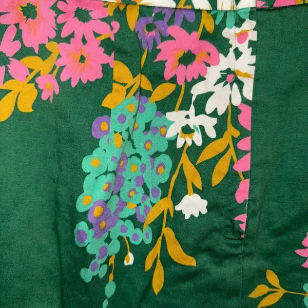 ANTHROPOLOGIE ODILLE‎ Abronia Pink Green Floral Cotton Spandex Skirt Small - Image 3