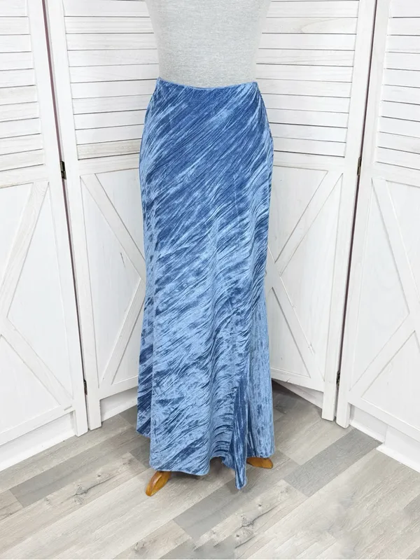 Free‎ People Noa Crushed Velvet Maxi Slip Skirt Royal Blue Small Boho Chic - Image 2