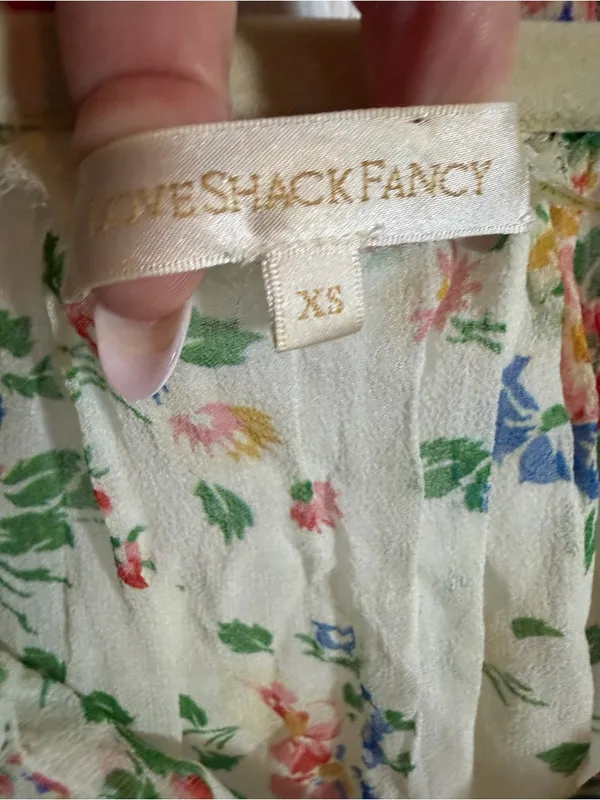 Love Shack Fancy Popover Sheer Dress in Floral Confetti Silk XS - Image 9