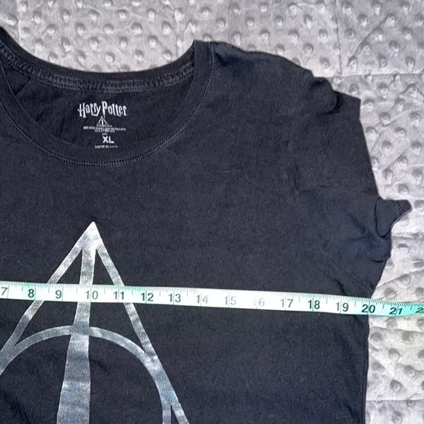 Harry Potter XL t shirt deathly hallows short sleeve black silver - Image 5