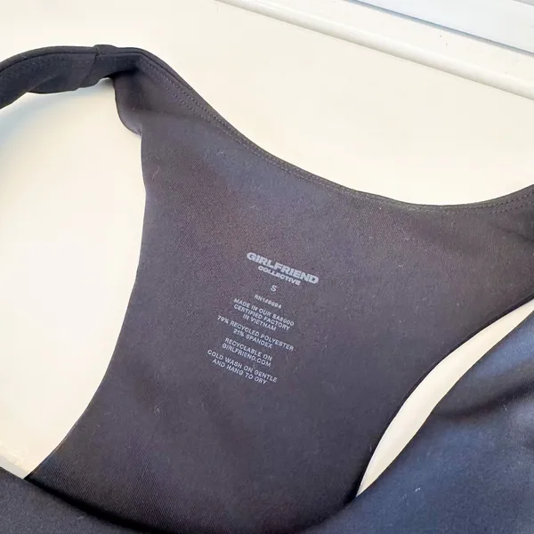 Girlfriend Collective | Paloma Racerback Active‎ Sports Bra in Black Size Small - Image 6
