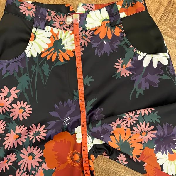 STAUD Austin Pants Size 4 Satin Floral‎ Bloom Flares Black Daisy Retro Festival - Image 11