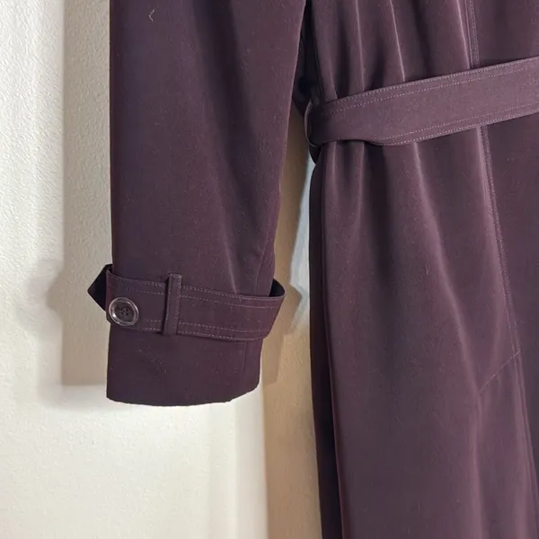 Vintage Jacqueline Ferrar Purple Trench Coat Women Size 12 Double Breasted +Belt - Image 14