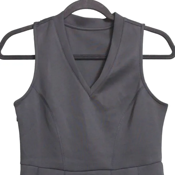 Halara V Neck Sleeveless Side Zipper Pleated Mini Golf Dress Black Small - Image 4