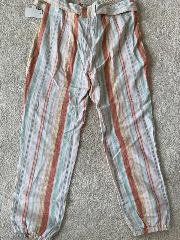 Indigo Rein Linen Jogger Pants Multi-striped Women’s Large. NWT - Image 7