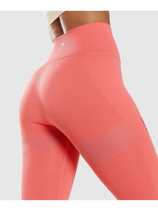 Gymshark Energy Seamless High-Waisted Leggings Coral Pink XXL - Image 3
