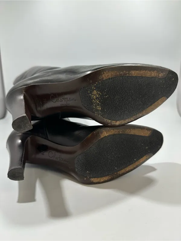 Cole Haan Nydia Black Tall Stretch Nappa Leather Boots 7B Made in Italy Luxury - Image 9