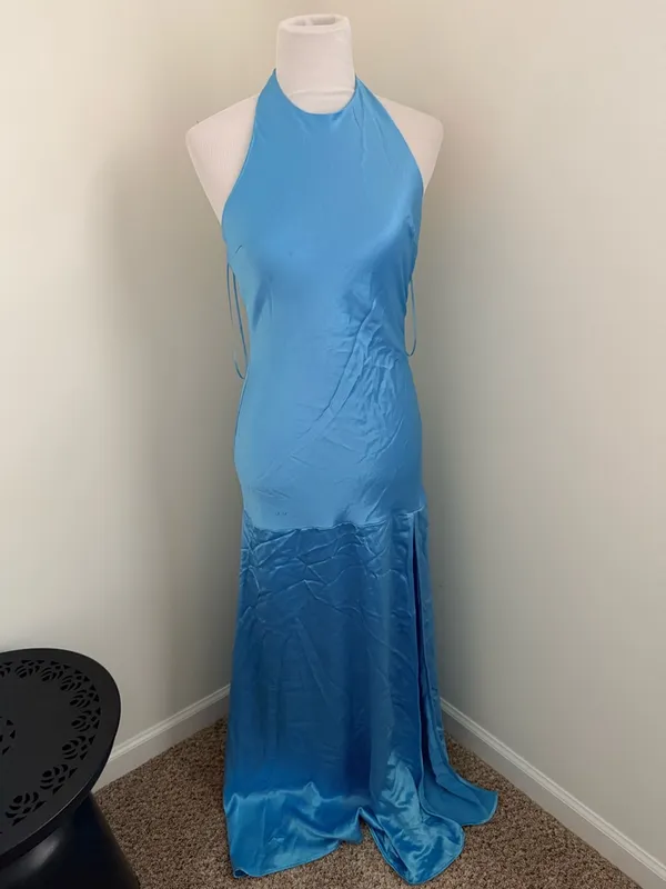 Revolve NWT Line & Dot Alessia Maxi Blue Long Dress Prom Wedding Guest Sz Medium flaw - Image 3
