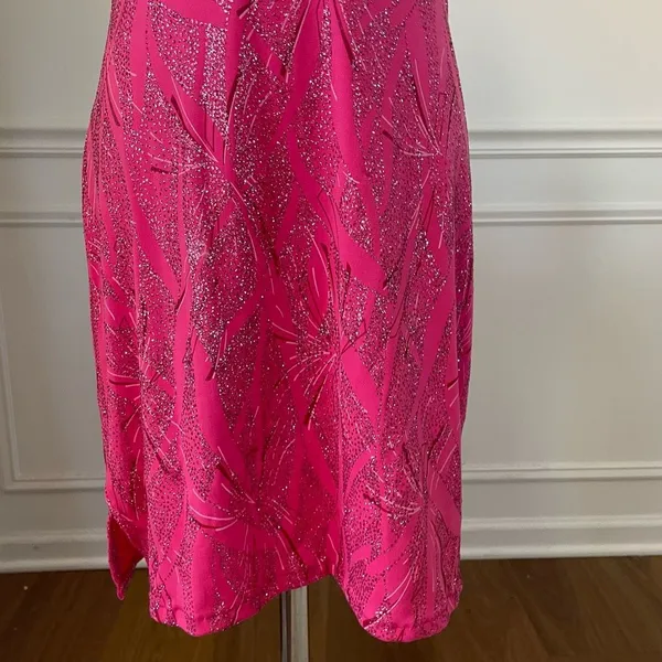 Vintage Y2K Ynes Stretchy BodyCon Mini Dress Bold Pink Glitter S - Image 6